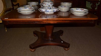 Lot 1397 - A mid-19th century mahogany pedestal table raised on a waisted x-form platform base  Provenance: ex