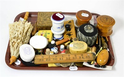 Lot 44 - A collection of various sewing accoutrements with assorted medals, medallions etc (qty)
