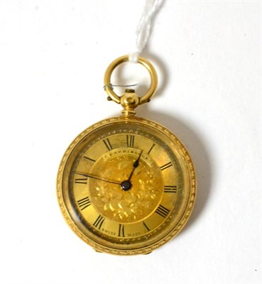 Lot 63 - A lady's fob watch stamped 14K, the dial signed Farringdon