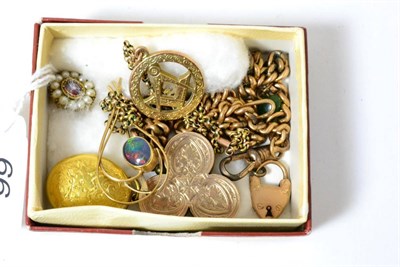 Lot 66 - A trefoil double hinged locket, an oval locket, an opal triplet brooch, a garnet and split...