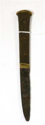 Lot 94 - A Tudor iron dagger with brass mounted wooden handle, circa 1500-1600 AD, length 20cm