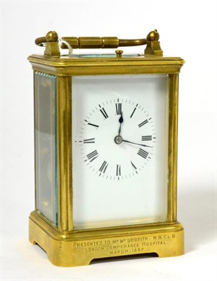Lot 129 - A brass striking carriage clock