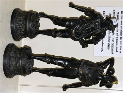 Lot 156 - After Rousseau, two spelter figures, Harvest Time