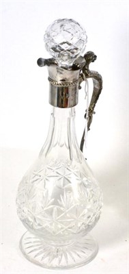Lot 174 - A modern silver mounted cut glass claret jug, L J Millington, Birmingham, 1993, the scroll...