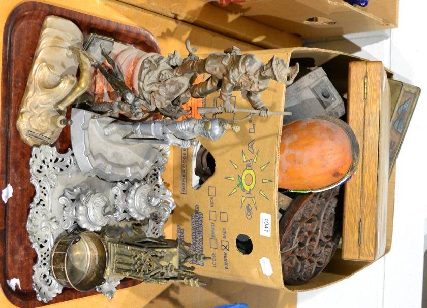 Lot 1041 - A group of various gourd wooden and metal canteens, AA car badge, chrome car mascot in the form...