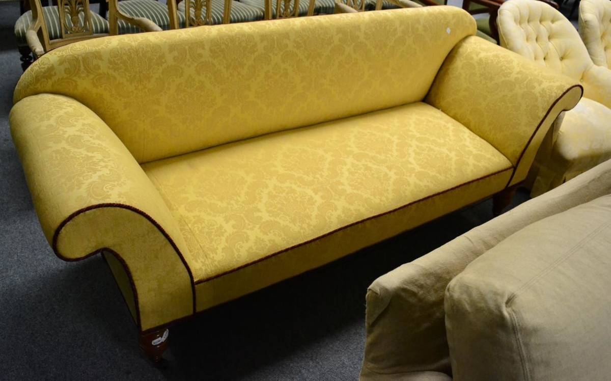 Lot 1339 - A Victorian sofa with gold brocade upholstery