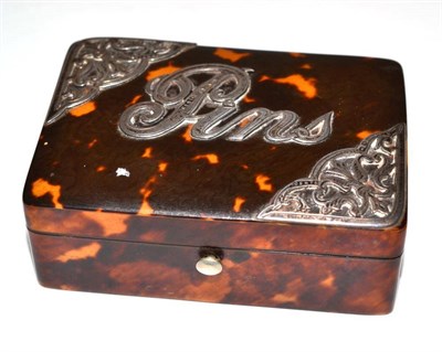 Lot 19 - A late Victorian silver and tortoiseshell 'Pins' box, by CSFS, Chester 1896, 8cm length