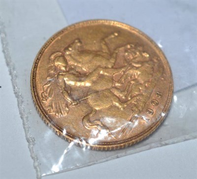 Lot 32 - A gold half sovereign, 1908