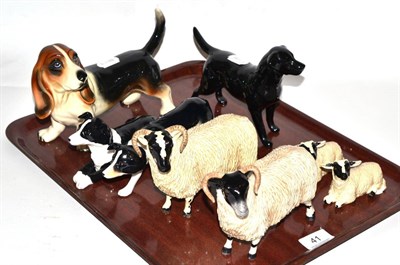 Lot 41 - John Beswick animal figurines comprising: two sheep, two lambs, two Border Collies, a Labrador...