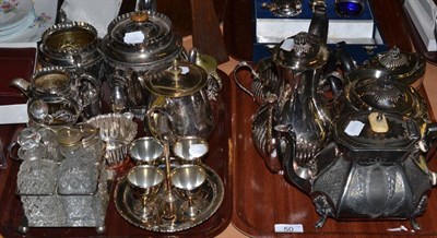 Lot 50 - Plated wares including Victorian three piece tea service, semi-fluted four piece tea and coffee...