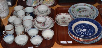 Lot 57 - A selection of late 18th/early 19th century tea bowls and saucers, tin glazed plates etc