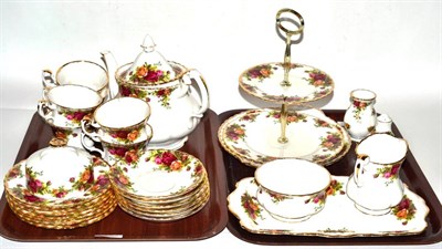 Lot 66 - Royal Albert Old Country Roses part tea set including six cups and saucers, teapot and...