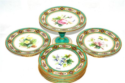 Lot 68 - A floral painted dessert service comprising six plates and three comports