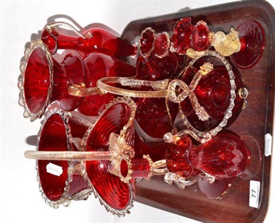 Lot 77 - A tray of Murano ruby glass
