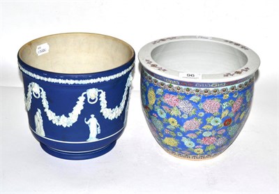 Lot 96 - A Wedgwood Jasperware jardiniere and a Chinese planter