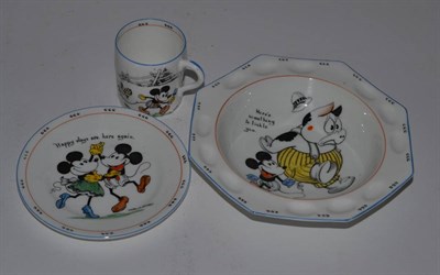 Lot 112 - A Royal Paragon Mickey Mouse coffee can, saucer and bowl (3)