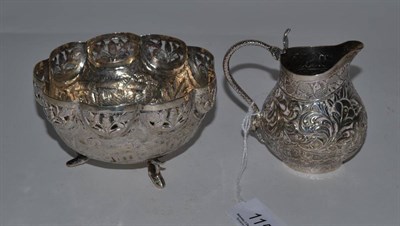 Lot 115 - A white metal cream and sugar, possibly Persian