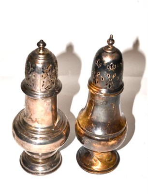 Lot 125 - Two baluster form silver casters