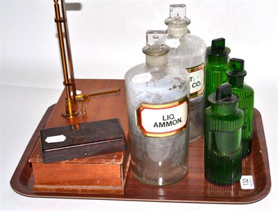 Lot 132 - Pharmacy scales and five pharmacy jars