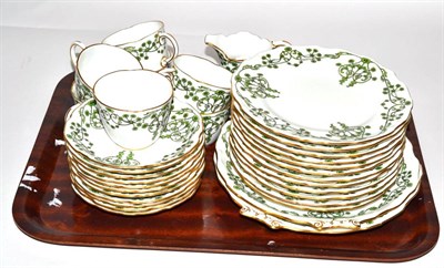 Lot 133 - A Royal Crown Derby tea set, green foliate pattern (qty)