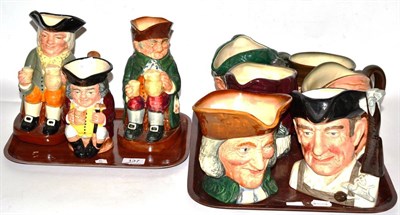 Lot 137 - A collection of Royal Doulton character jugs including: 'Auld Mac', 'Gunsmith', 'Vicar of Bray' and