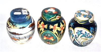 Lot 167 - A modern Moorcroft Woodside Farm pattern ginger jar and cover, designed by Anji davenport,...