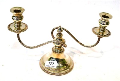 Lot 177 - A silver twin light candelabra