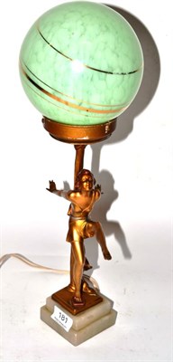 Lot 181 - An Art Deco spelter figural table lamp