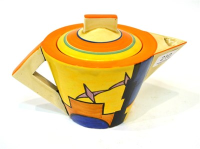 Lot 210 - A Clarice Cliff Bizarre Sunray pattern conical teapot, printed factory marks, 14cm