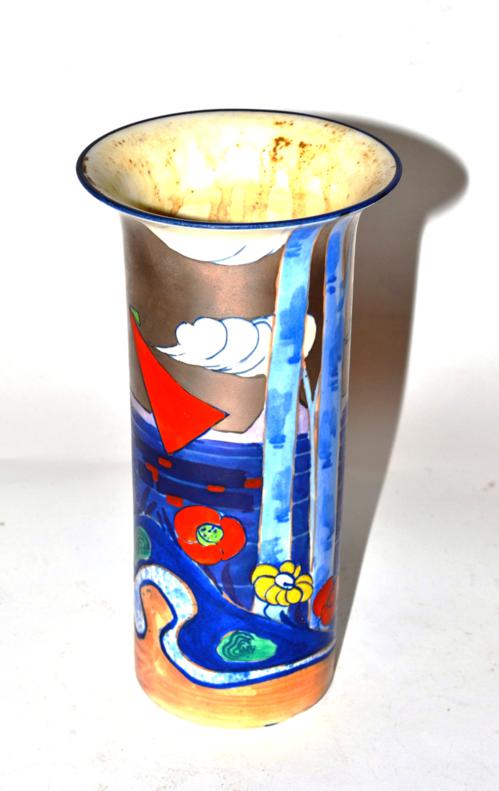 Lot 215 - An A.J.Wilkinson Royal Staffordshire Pottery Tahiti Regatta pattern vase, by John Butler,...