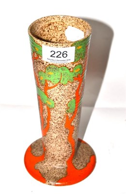 Lot 226 - A Clarice Cliff Goldstone pattern vase, painted with orange and green trees, printed and...