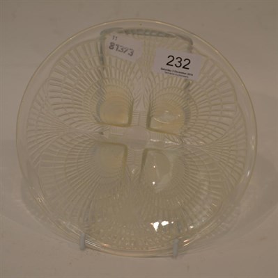 Lot 232 - A René Lalique Coquilles opalescent and clear glass plate, No.3012, the underside moulded with...