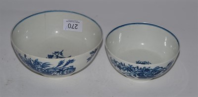 Lot 270 - Two 18th century Worcester blue and white bowls (one cracked)