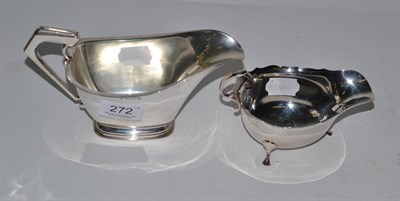 Lot 272 - A 1930's silver sauce boat, Birmingham hallmark, another cyma edge example