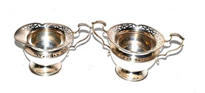 Lot 274 - Silver sugar and cream set, Birmingham hallmark