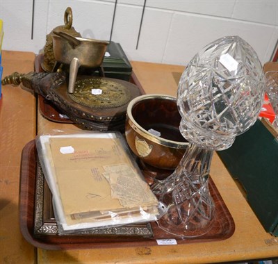 Lot 356 - A small group including a silver plate mounted turned wooden presentation bowl; a cut glass...