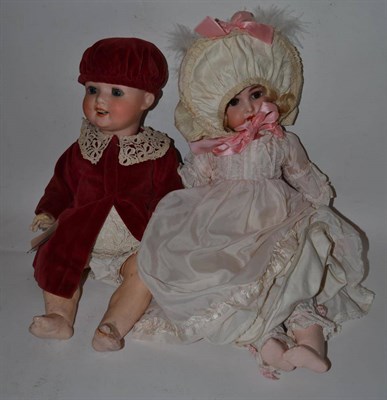 Lot 372 - A Kammer Reinhardt Simon and Halbig bisque head doll c1896 impressed '50', 38cm; and a Heubach...