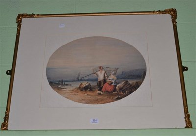 Lot 391 - Hamilton Thomas Gordon, Fisherfolk resting on a shore, watercolour, inscribed to reverse ";By...