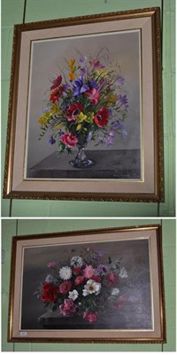 Lot 423 - Mary Brown, 20th Century contemporary, two still life studies, oil on canvas, each signed, E Stacey