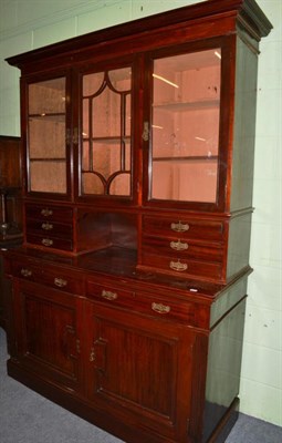 Lot 445 - A large mahogany bookcase cabinet