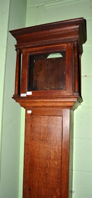 Lot 449 - An oak longcase clock case, 18th century and later, hood with an aperture opening for a 10 inch...