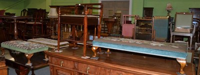 Lot 469 - Three needlework footstools, together with a mahogany piano stool