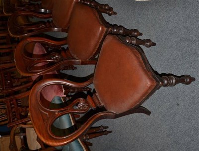 Lot 491 - A set of six Victorian balloon back dining chairs