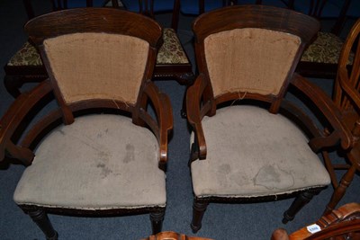 Lot 495 - A pair of mahogany framed armchairs