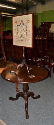 Lot 501 - A George III mahogany tilt top tripod table together with a 19th century mahogany needlework...