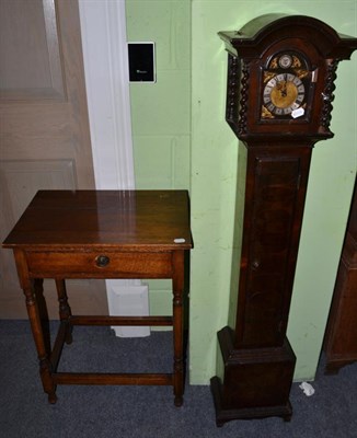 Lot 526 - A small longcase clock together with an oak side table