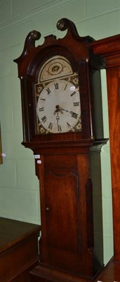 Lot 552 - An oak thirty hour longcase clock with painted arched dial