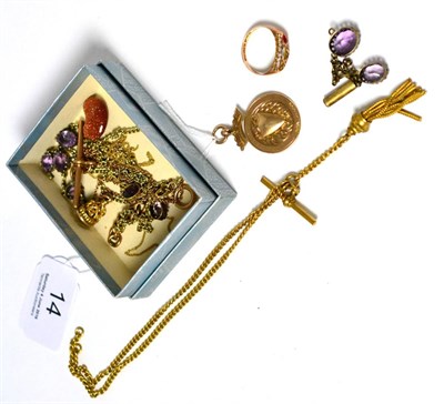 Lot 14 - A 9ct medal and assorted jewellery (a.f.)