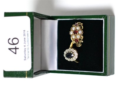 Lot 46 - A 9ct gold gem set ring together with a 9ct gold pearl and ruby ring