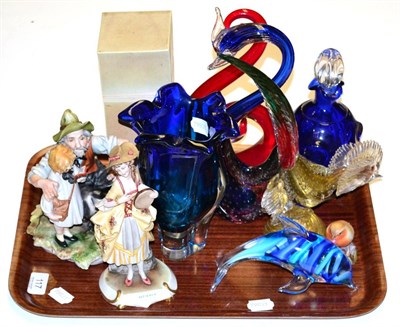 Lot 117 - Murano bird, coloured glass, studio pottery sculpture etc